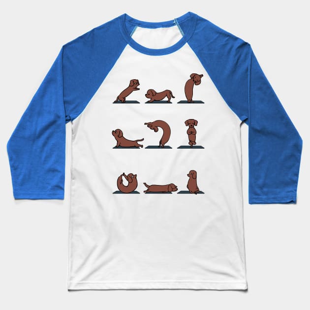 Dachshund yoga Baseball T-Shirt by huebucket